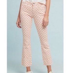 Anthropologie Pilcro High Rise Bootcut Raw Hem Polka Dot Coral Jeans Pants 31